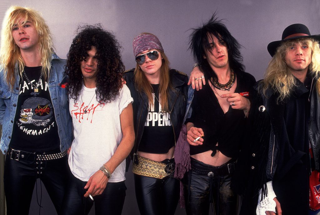 Guns N'Roses em foto clássica do grupo, ainda na formação original