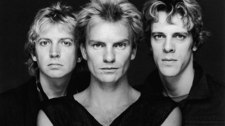 Foto em preto e branco da banda The Police