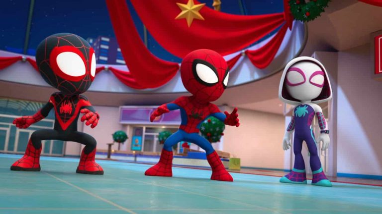 A ilustração conta com o Aranha, Miles Morales e Aranha-Fantasma em seus respectivos uniformes